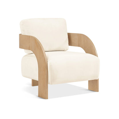 Cedra Cream Velvet Performance Fabric Upholstered Accent Chair