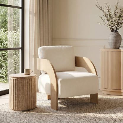 Cedra Cream Velvet Performance Fabric Upholstered Accent Chair
