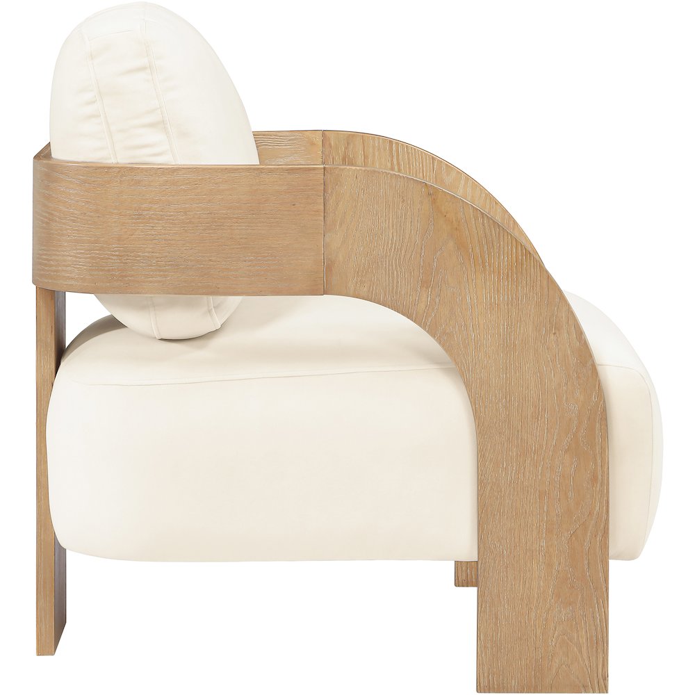 Cedra Cream Velvet Performance Fabric Upholstered Accent Chair