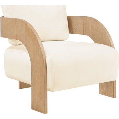 Cedra Cream Velvet Performance Fabric Upholstered Accent Chair