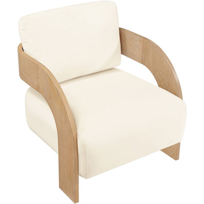 Cedra Cream Velvet Performance Fabric Upholstered Accent Chair