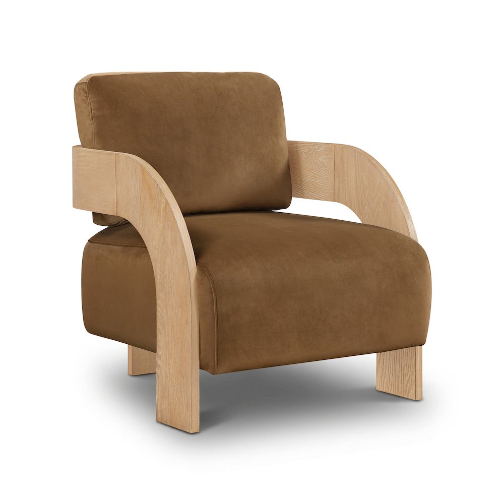 Cedra Saddle Velvet Performance Fabric Upholstered Accent Chair