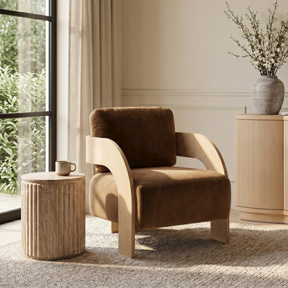 Cedra Saddle Velvet Performance Fabric Upholstered Accent Chair