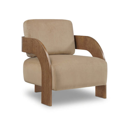Cedra Beige Velvet Performance Fabric Upholstered Accent Chair