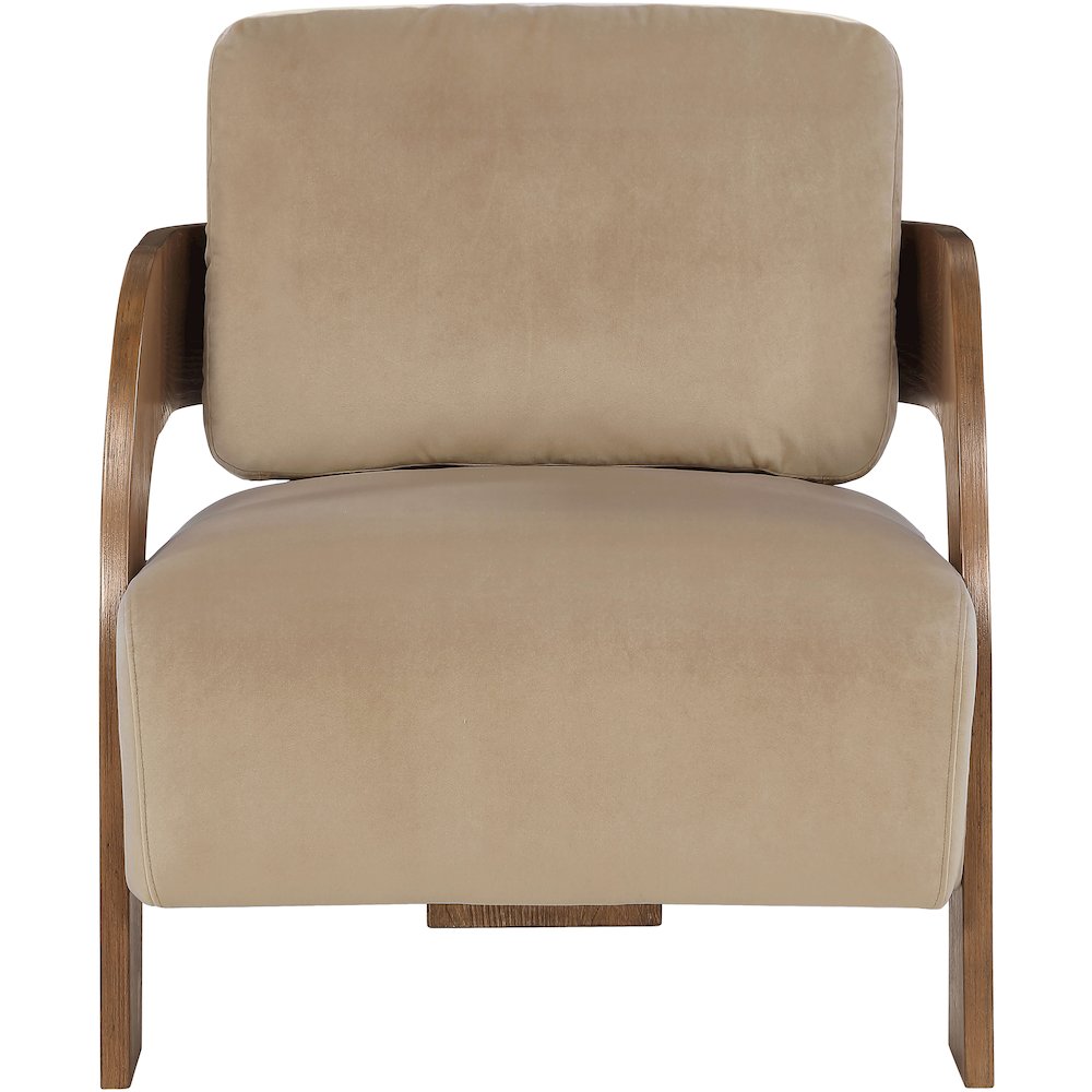 Cedra Beige Velvet Performance Fabric Upholstered Accent Chair