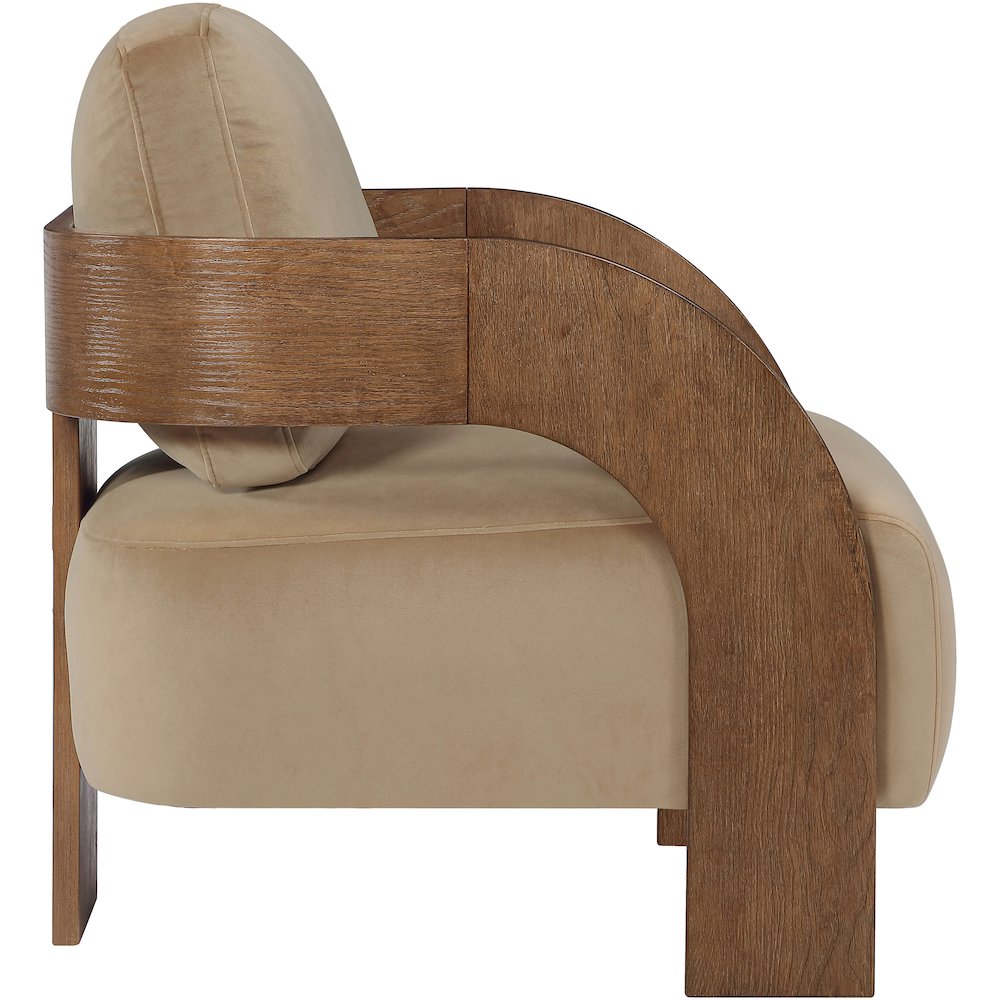 Cedra Beige Velvet Performance Fabric Upholstered Accent Chair