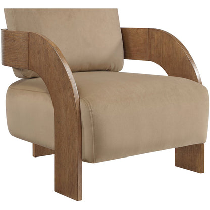 Cedra Beige Velvet Performance Fabric Upholstered Accent Chair