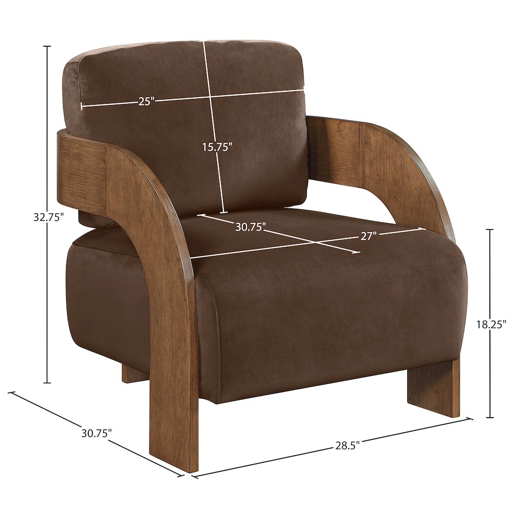 Cedra Brown Velvet Performance Fabric Upholstered Accent Chair