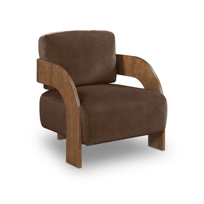 Cedra Brown Velvet Performance Fabric Upholstered Accent Chair