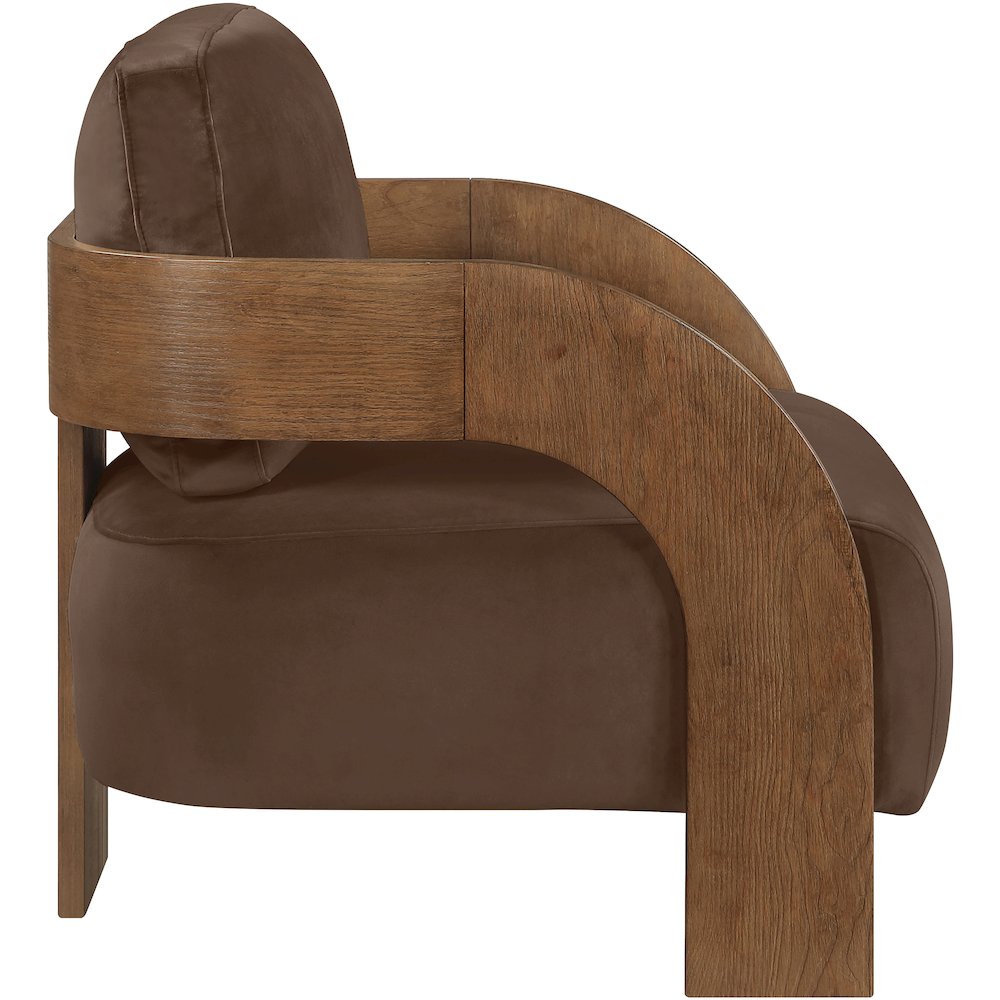Cedra Brown Velvet Performance Fabric Upholstered Accent Chair