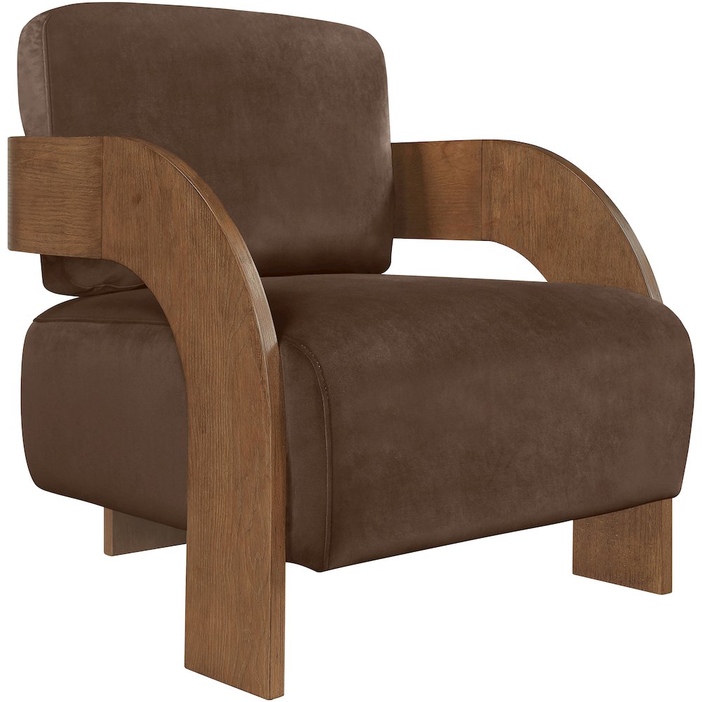 Cedra Brown Velvet Performance Fabric Upholstered Accent Chair