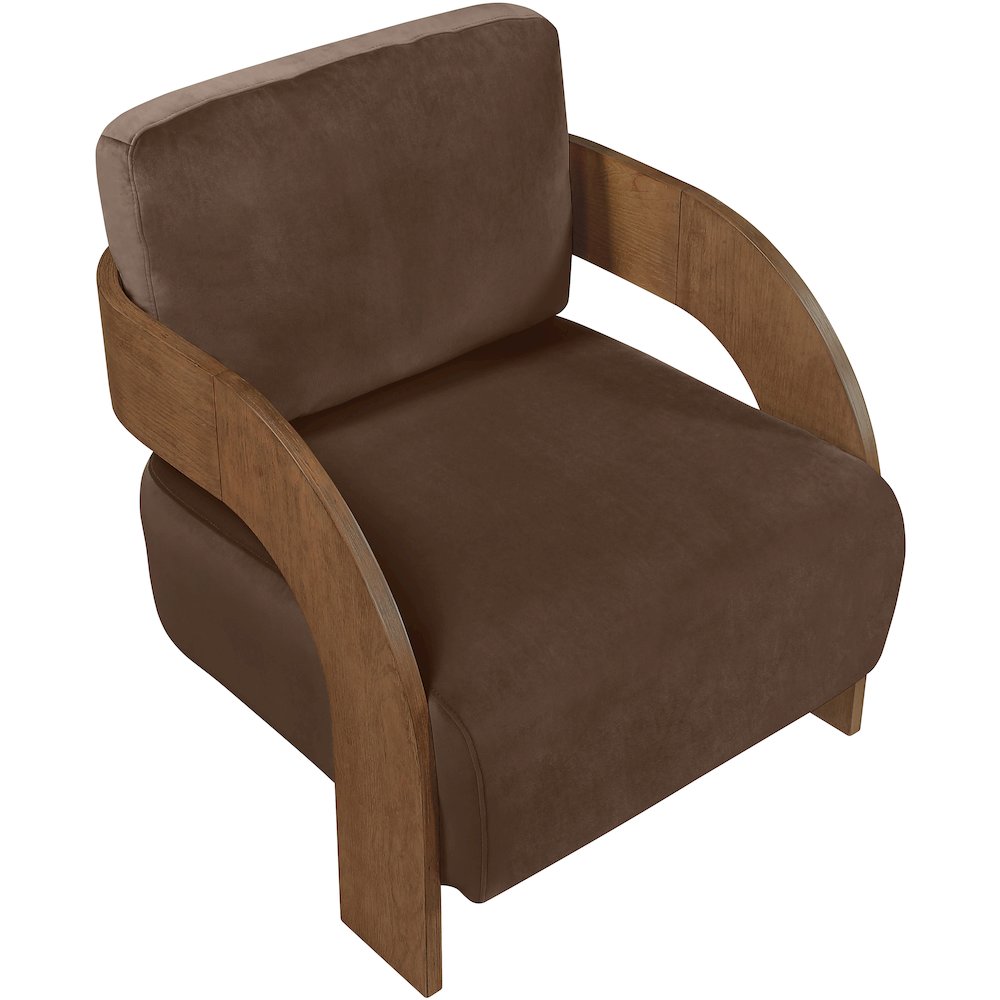 Cedra Brown Velvet Performance Fabric Upholstered Accent Chair