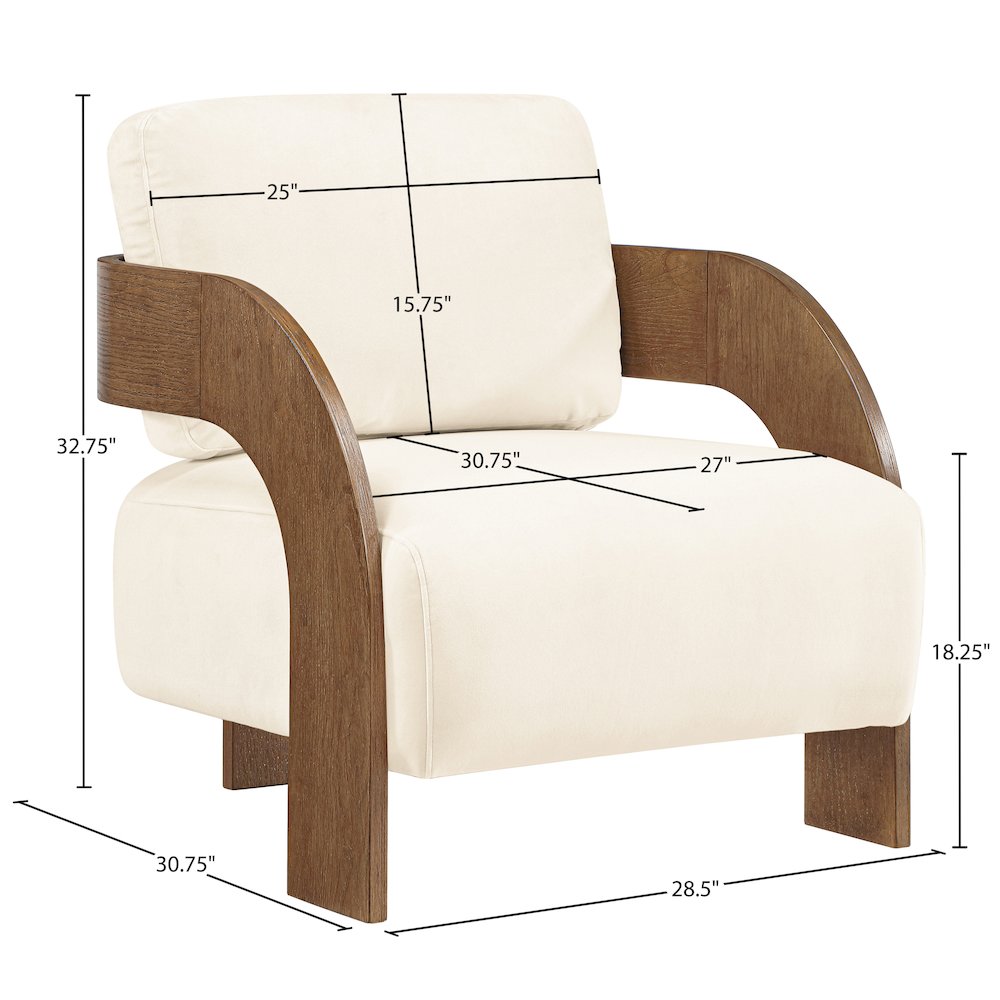 Cedra Cream Velvet Performance Fabric Upholstered Accent Chair