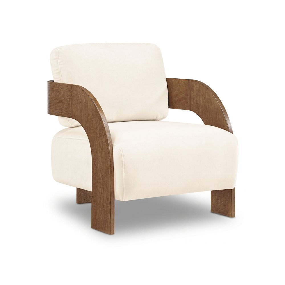 Cedra Cream Velvet Performance Fabric Upholstered Accent Chair