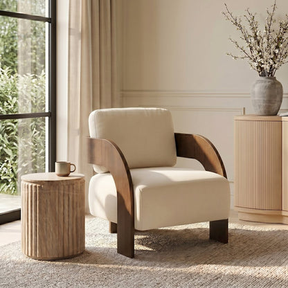 Cedra Cream Velvet Performance Fabric Upholstered Accent Chair