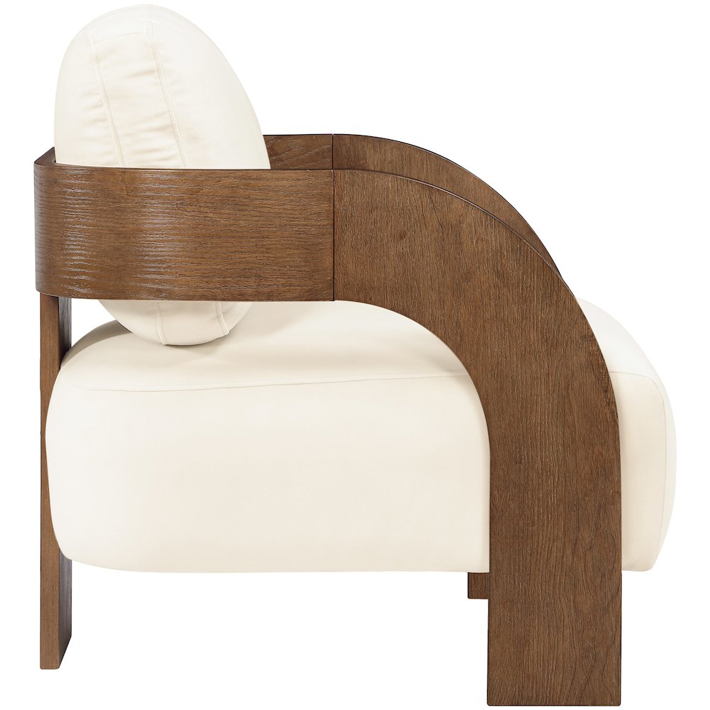 Cedra Cream Velvet Performance Fabric Upholstered Accent Chair