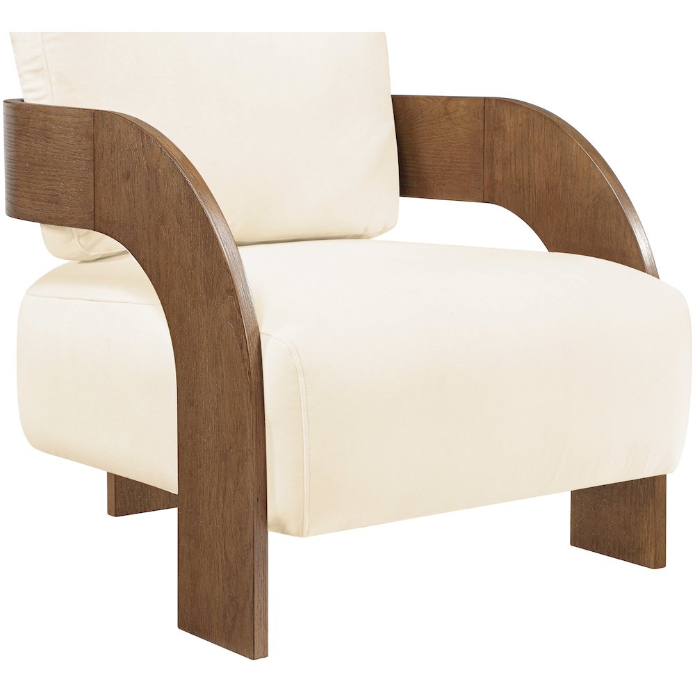 Cedra Cream Velvet Performance Fabric Upholstered Accent Chair