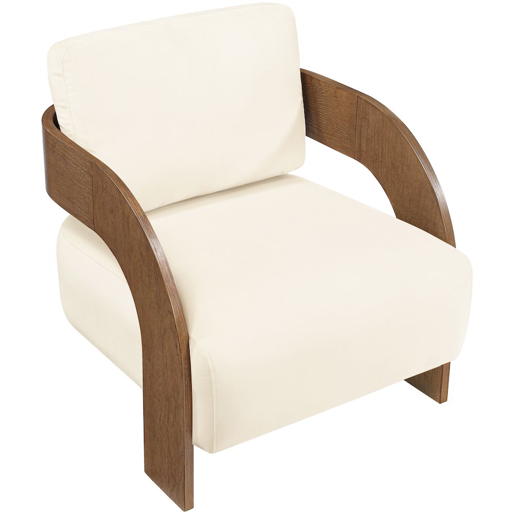 Cedra Cream Velvet Performance Fabric Upholstered Accent Chair