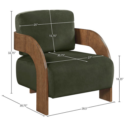 Cedra Green Velvet Performance Fabric Upholstered Accent Chair