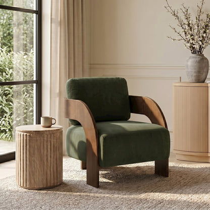 Cedra Green Velvet Performance Fabric Upholstered Accent Chair