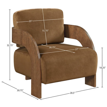 Cedra Saddle Velvet Performance Fabric Upholstered Accent Chair