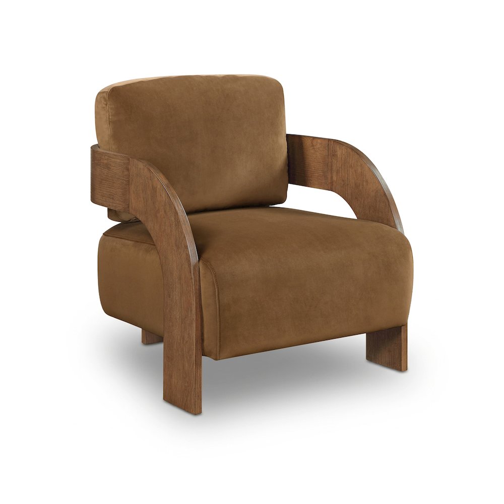 Cedra Saddle Velvet Performance Fabric Upholstered Accent Chair
