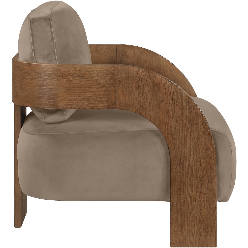 Cedra Taupe Velvet Performance Fabric Upholstered Accent Chair