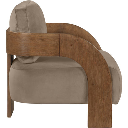 Cedra Taupe Velvet Performance Fabric Upholstered Accent Chair