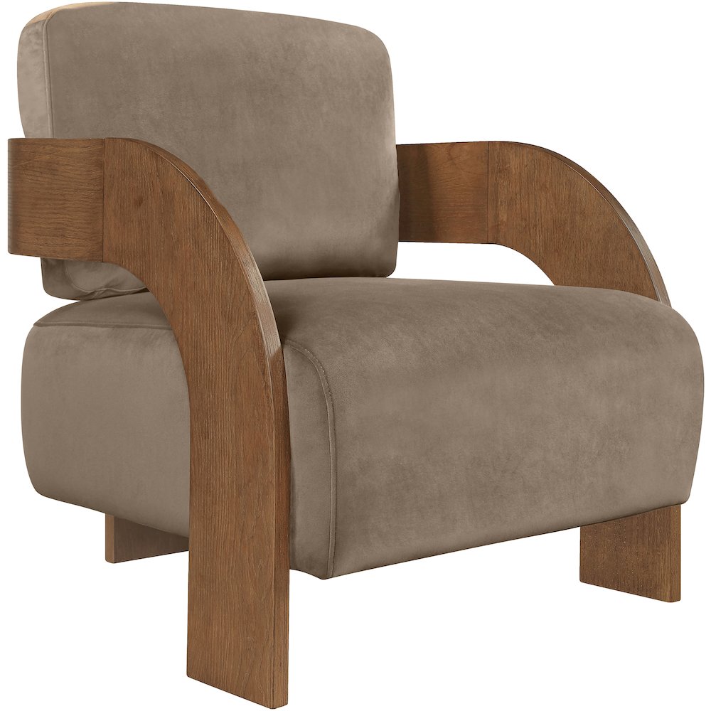 Cedra Taupe Velvet Performance Fabric Upholstered Accent Chair