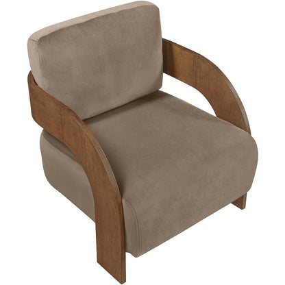 Cedra Taupe Velvet Performance Fabric Upholstered Accent Chair