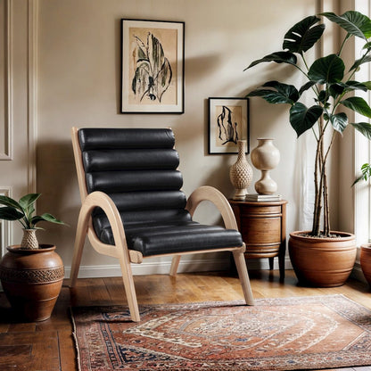 Randal Black Vegan Leather Upholstered Accent Chair