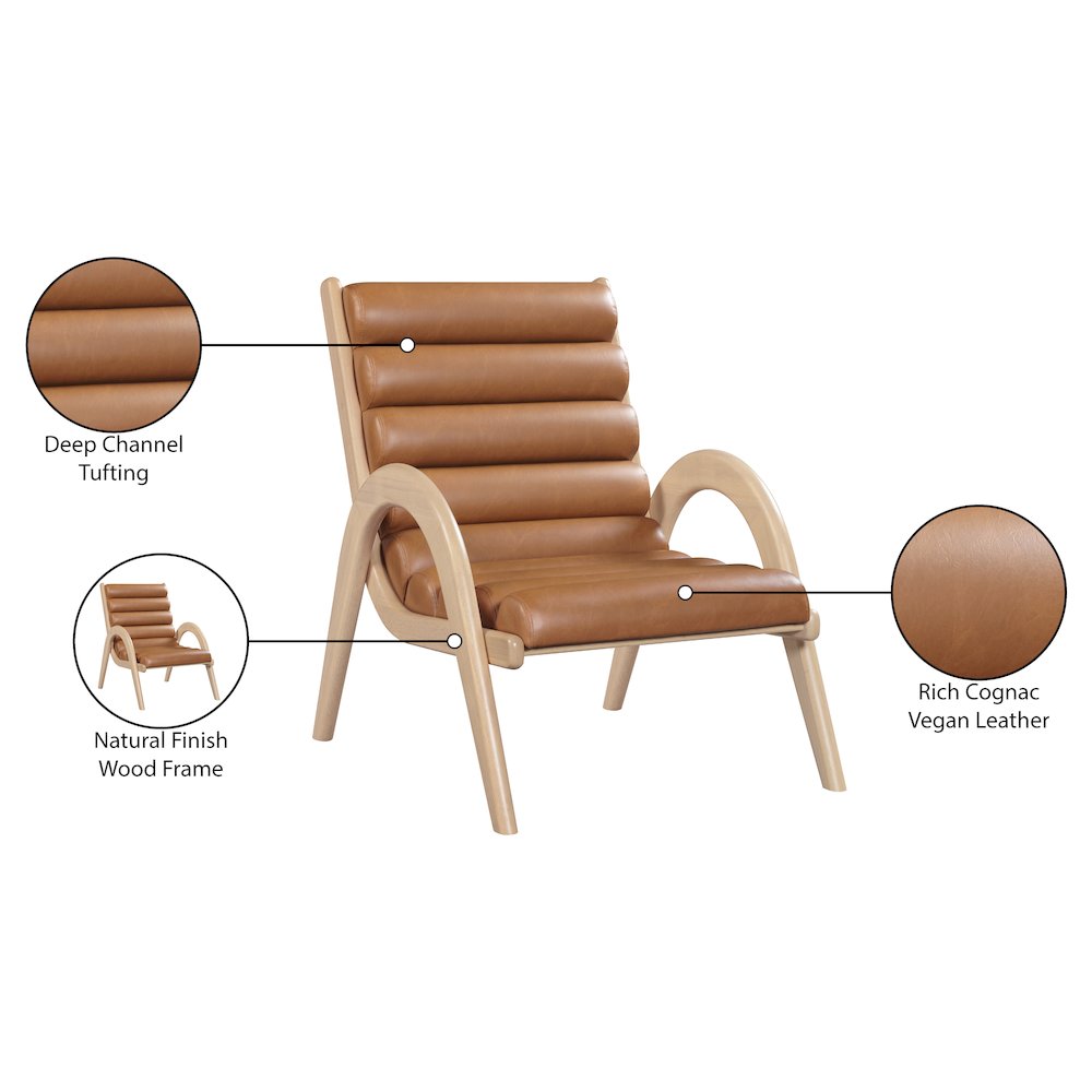 Randal Cognac Vegan Leather Upholstered Accent Chair