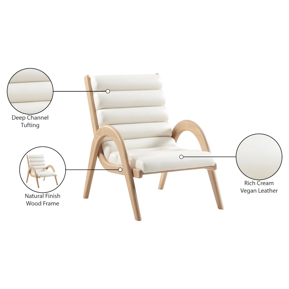 Randal Cream Vegan Leather Upholstered Accent Chair
