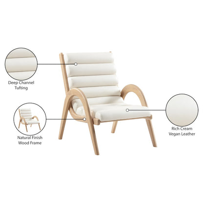 Randal Cream Vegan Leather Upholstered Accent Chair