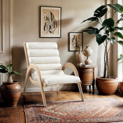 Randal Cream Vegan Leather Upholstered Accent Chair