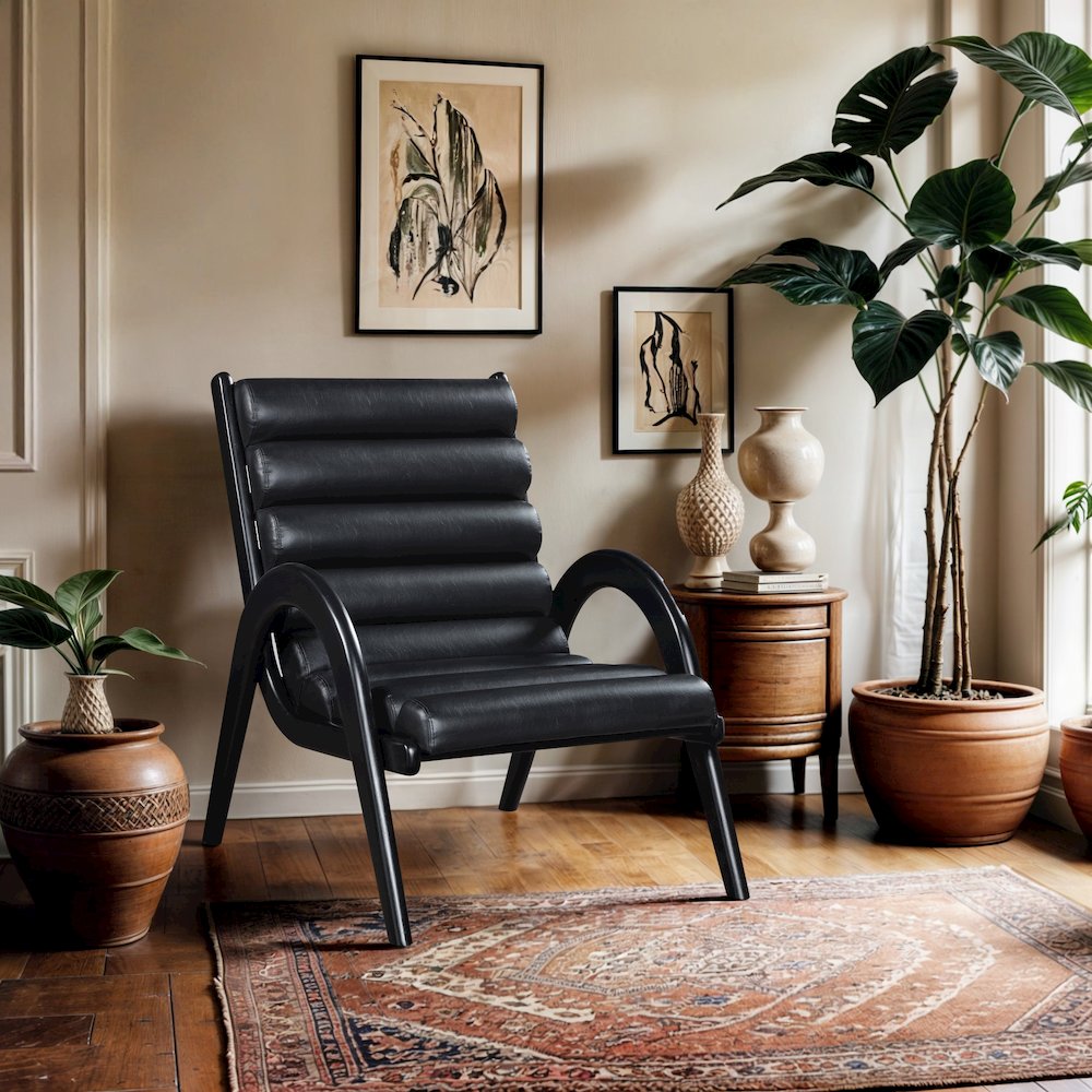 Randal Black Vegan Leather Upholstered Accent Chair