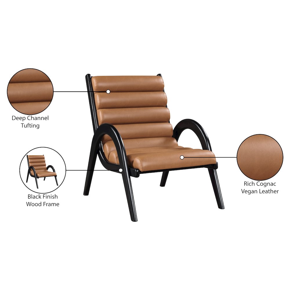 Randal Cognac Vegan Leather Upholstered Accent Chair