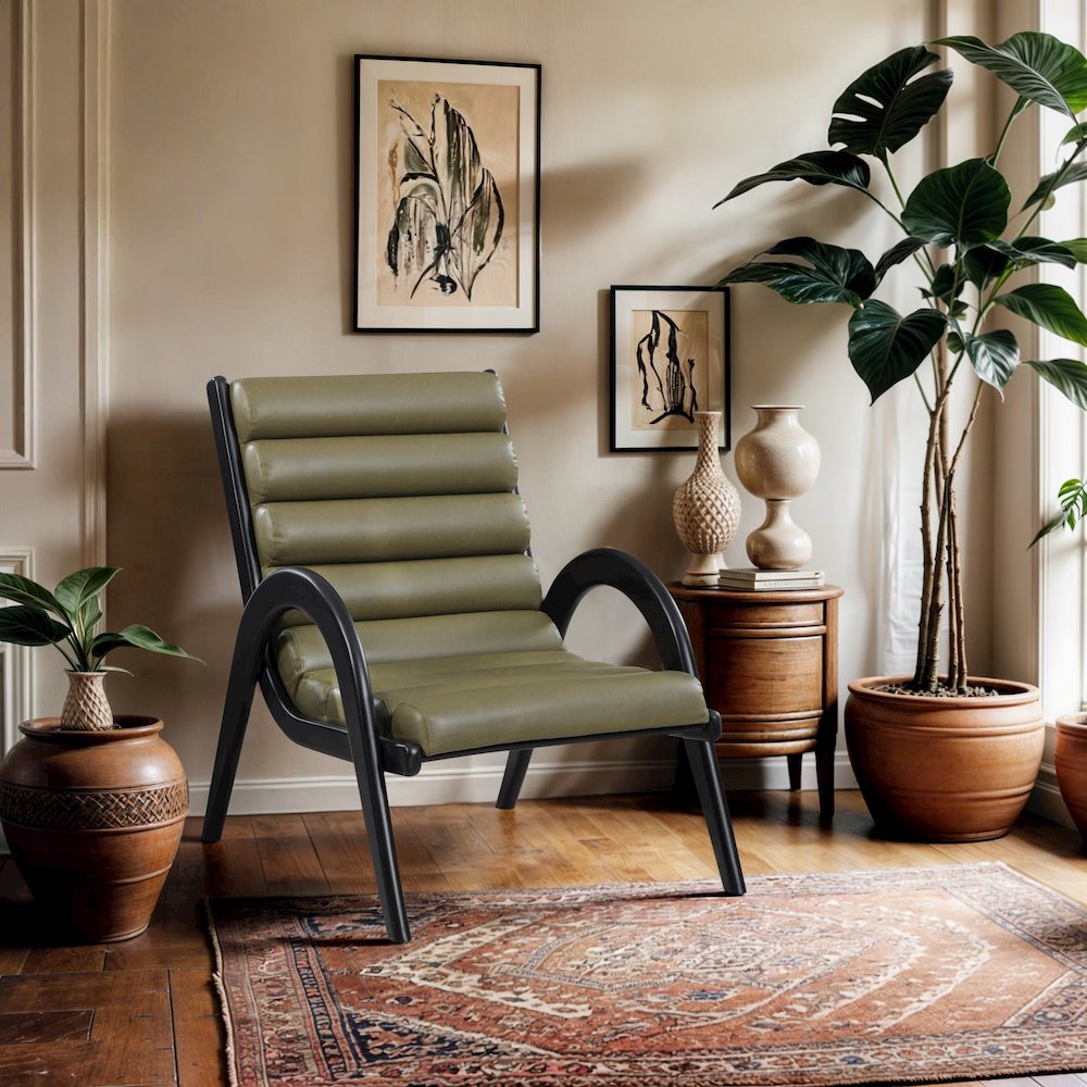 Randal Olive Vegan Leather Upholstered Accent Chair
