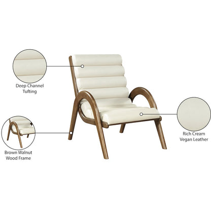 Randal Cream Vegan Leather Upholstered Accent Chair