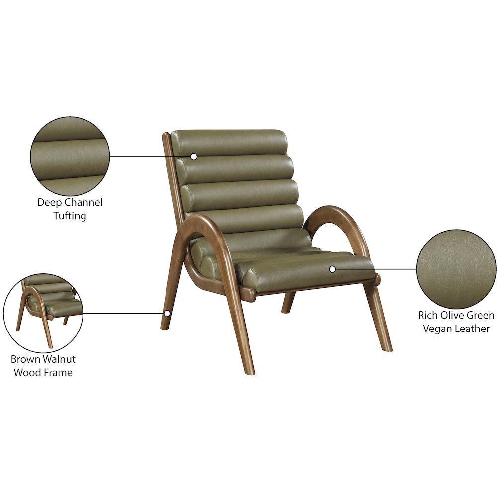 Randal Olive Vegan Leather Upholstered Accent Chair