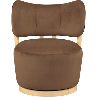 Elara Brown Velvet Upholstered Swivel Accent Chair