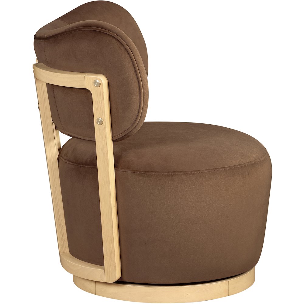 Elara Brown Velvet Upholstered Swivel Accent Chair