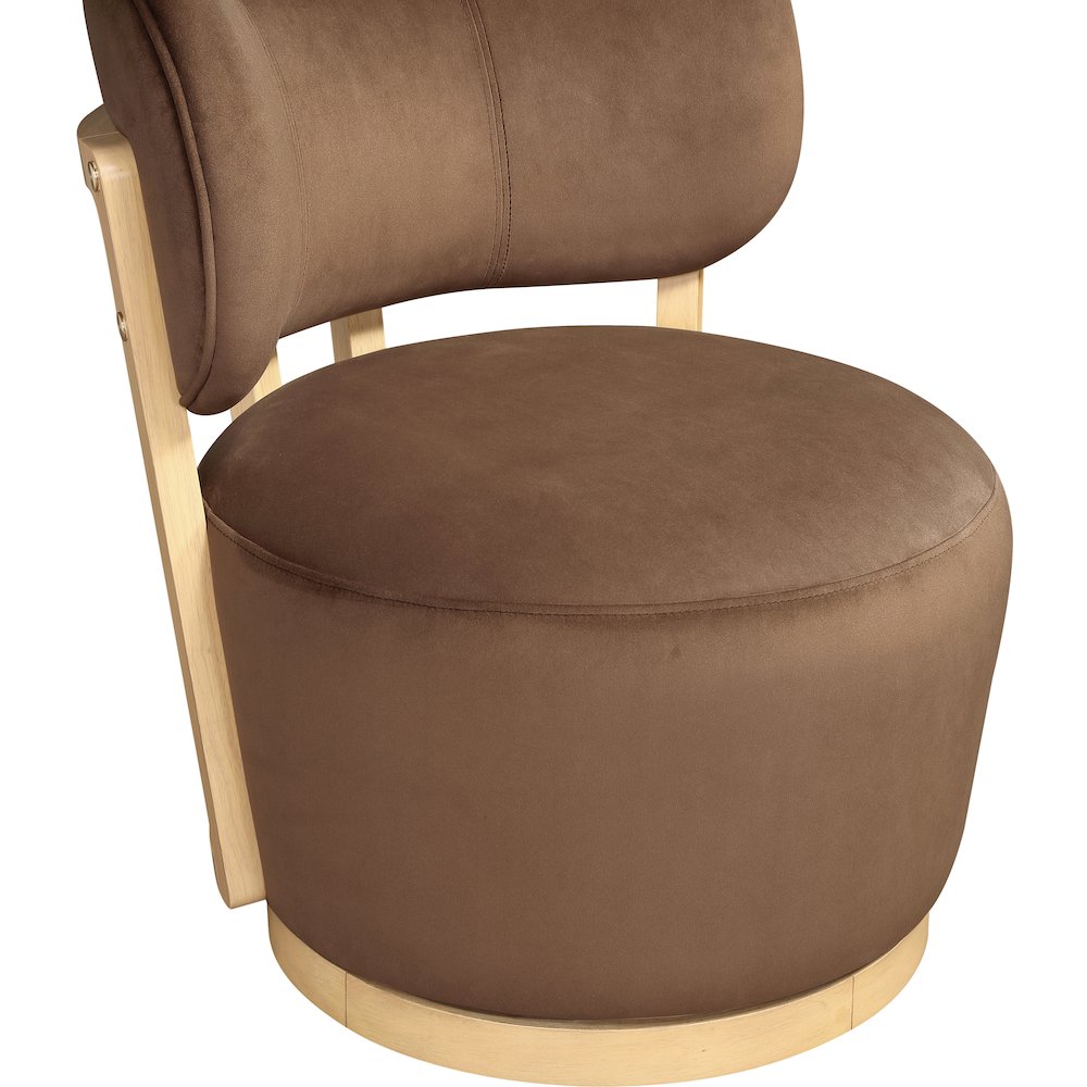 Elara Brown Velvet Upholstered Swivel Accent Chair
