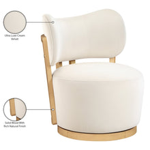 Elara Cream Velvet Upholstered Swivel Accent Chair