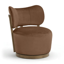 Elara Brown Velvet Upholstered Swivel Accent Chair