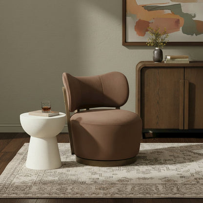 Elara Brown Velvet Upholstered Swivel Accent Chair