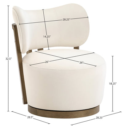 Elara Cream Velvet Upholstered Swivel Accent Chair