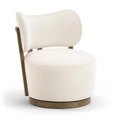 Elara Cream Velvet Upholstered Swivel Accent Chair