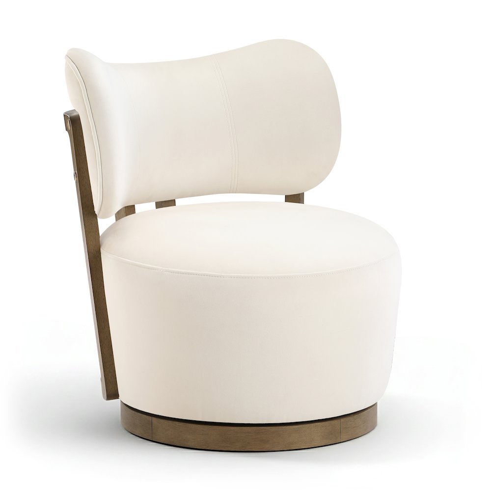Elara Cream Velvet Upholstered Swivel Accent Chair
