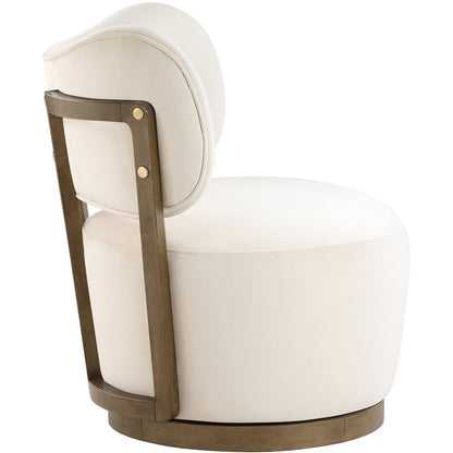 Elara Cream Velvet Upholstered Swivel Accent Chair